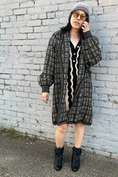 Vintage Capriccio Beaded Plaid Wool Sweater Coat Selected by Personal Choice