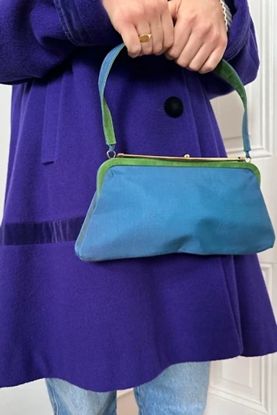 Blue and Green Retro Cocktail Bag with Gold Closure Selected by KA.TL.AK