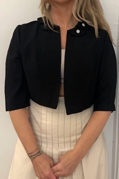 Vintage Black Bolero with Jewels at Collar Selected by KA.TL.AK