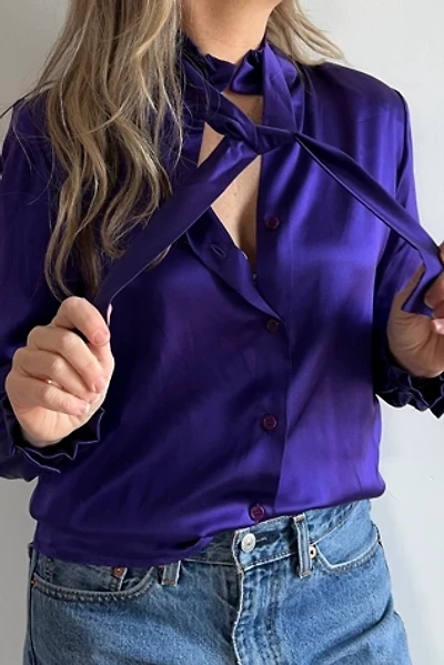 Vintage Purple Albert Nipon Silk Blouse Selected by KA.TL.AK