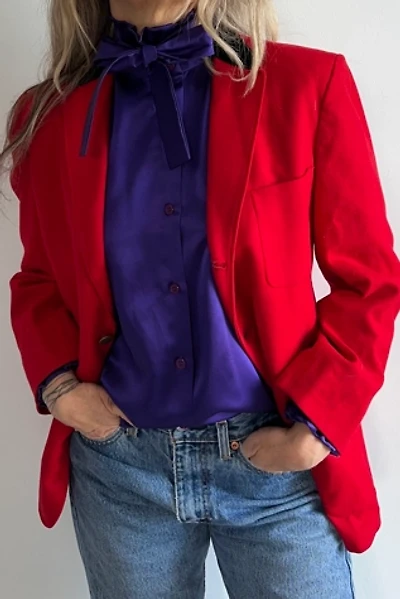 Vintage Red Hacking Style Jacket with Black Velvet Detail at Collar Selected by KA.TL.AK