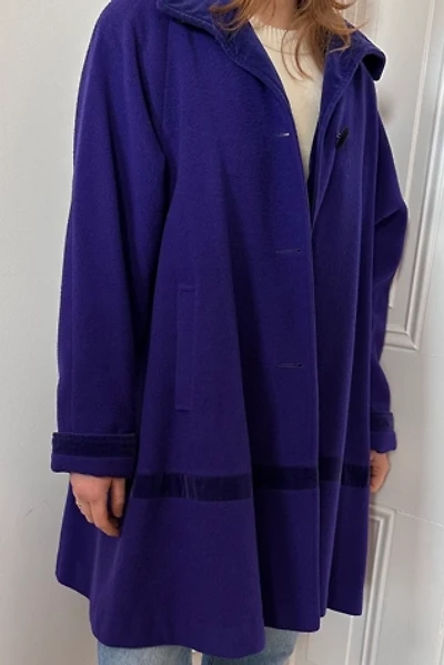 Vintage Purple Wool Blend Jacket with Velvet Details Selected by KA.TL.AK