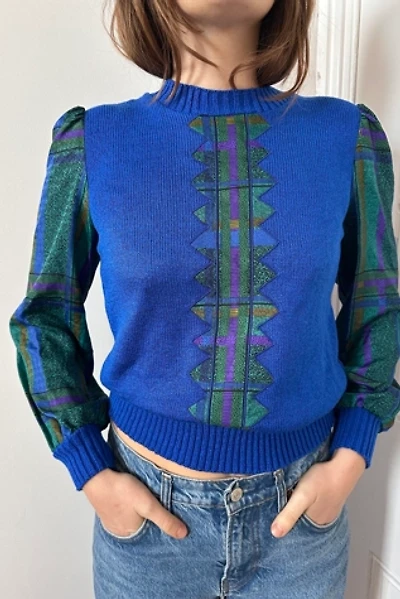 Vintage Blue Sweater with Silky Sleeves Selected by KA.TL.AK