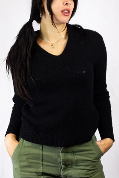 Vintage 70s Kenwyn Black V-Neck Sweater Selected by Black Shag Vintage