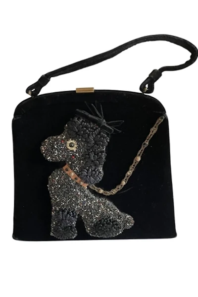 Vintage 1950's Poodle Velvet Handbag Selected by FernMercantile