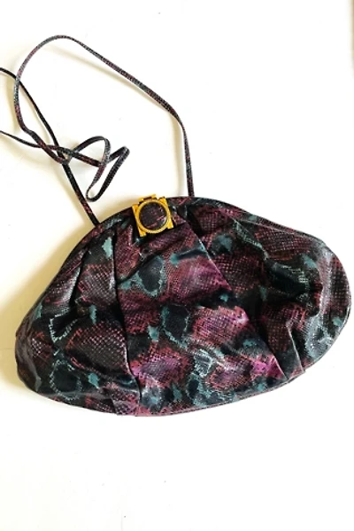 Vintage 1980's Purple,Blue Leather Clutch Purse Selected by FernMercantile