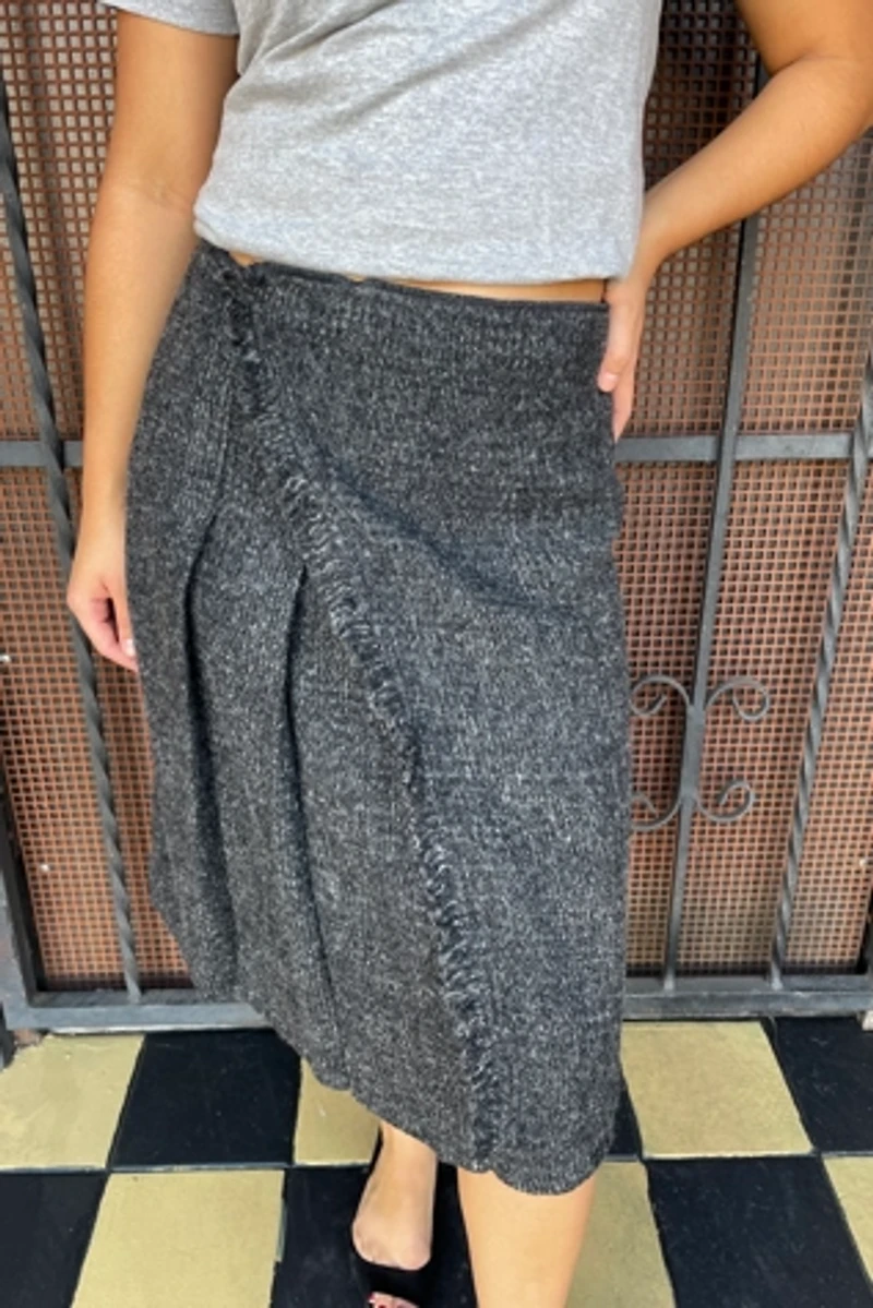 Cavalli Grey Wool Wrap Skirt Selected by FernMercantile