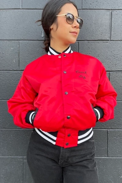 Vintage 1980's Red Athletic Coaches Varsity Jacket Selected by FernMercantile