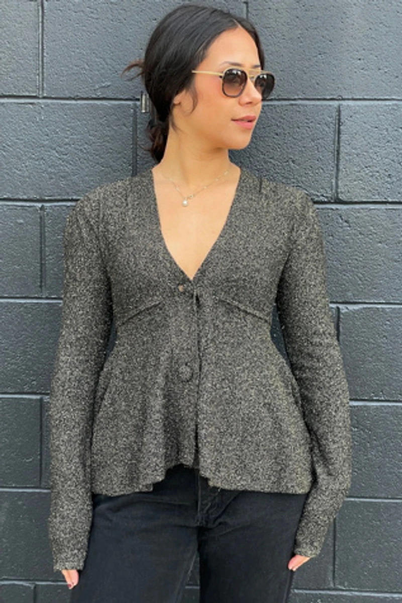 Co Clothing Black and Gold Metallic Cardigan Jacket Selected by FernMercantile