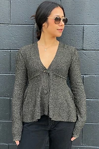 Co Clothing Black and Gold Metallic Cardigan Jacket Selected by FernMercantile