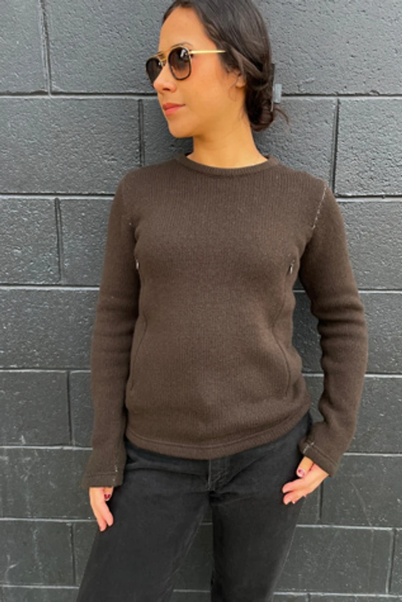 Maison Margiela Brown Zip Workwear Sweater