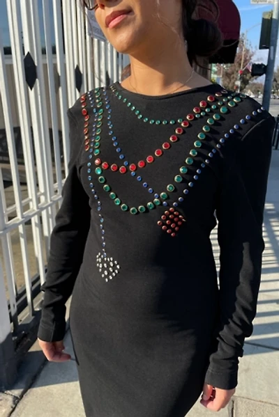 Vintage 1980's Tadashi Sexy Black Jeweled Dress Selected by FernMercantile