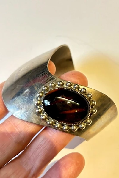 Vintage Silver Cuff Bracelet With Amber InlaySelected by Nomad Vintage