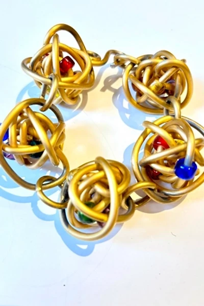 1990’s Jill Fagin VintageChunky Wrapped Wire Ball & Bead Bracelet