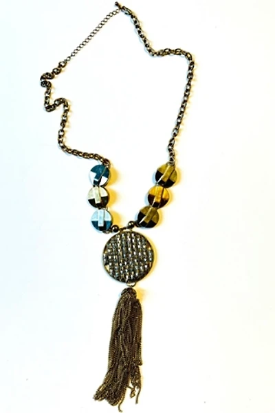 Vintage 1970’s Tassel Rhinestone Pendant Necklace Selected by Nomad Vintage