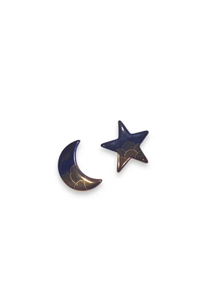 1980s Vintage Ceramic Star & Moon Earrings Selected by BusyLady Baca & The Goods