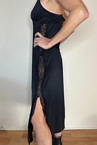 Flowy Black Midi Slip with Side Lace Detailing Selected by Picky Jane