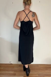 Flowy Black Midi Slip with Side Lace Detailing Selected by Picky Jane