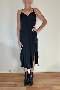 Flowy Black Midi Slip with Side Lace Detailing Selected by Picky Jane