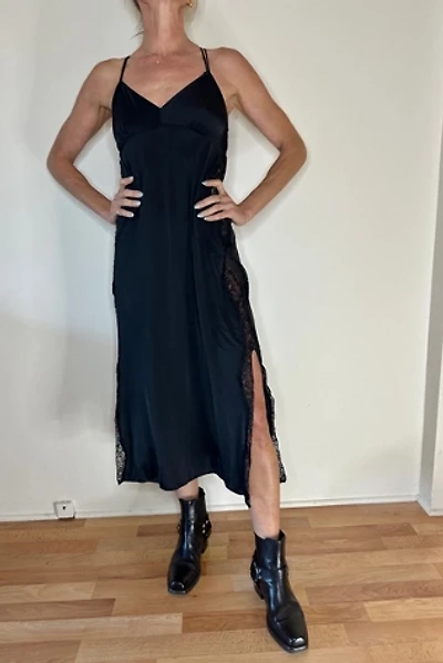 Flowy Black Midi Slip with Side Lace Detailing Selected by Picky Jane