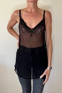 Black Sheer Embroided Swim Coverup Tunic Selected by Picky Jane