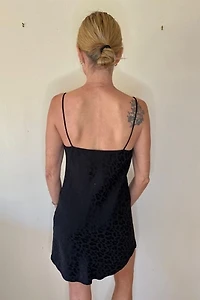 Black Cheetah Curve Hem  Mini Slip Dress Selected by Picky Jane