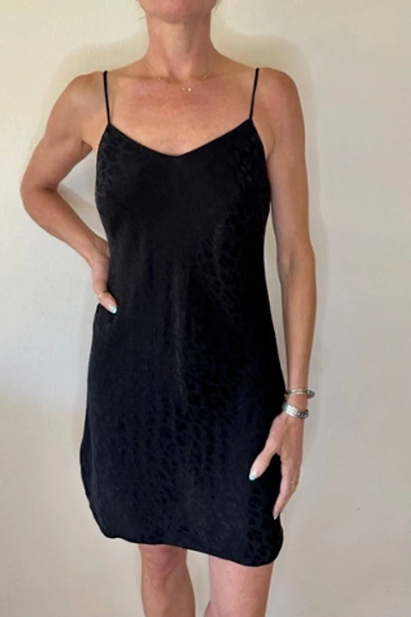 Black Cheetah Curve Hem  Mini Slip Dress Selected by Picky Jane