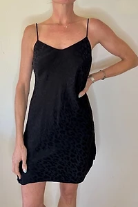 Black Cheetah Curve Hem  Mini Slip Dress Selected by Picky Jane