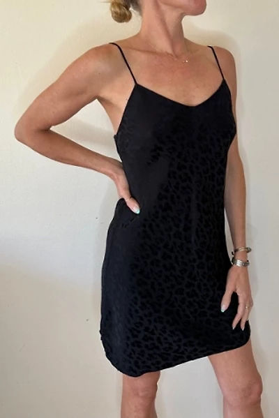 Black Cheetah Curve Hem  Mini Slip Dress Selected by Picky Jane