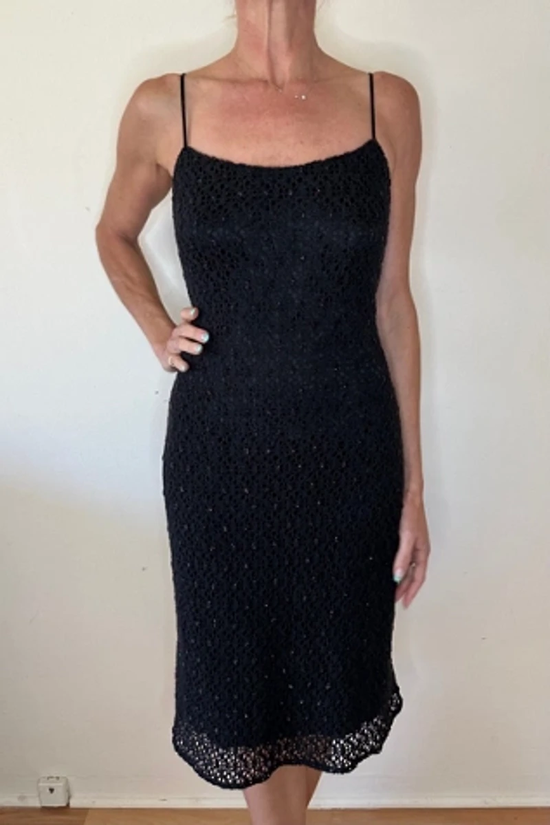 Fitted Black Beaded Holiday Cocktail Dress Selected by Picky Jane