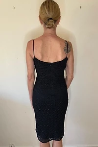 Fitted Black Beaded Holiday Cocktail Dress Selected by Picky Jane