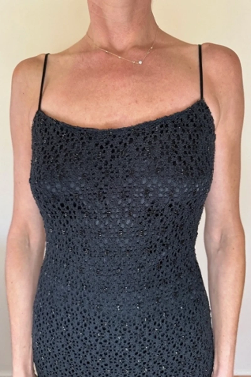 Fitted Black Beaded Holiday Cocktail Dress Selected by Picky Jane