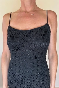 Fitted Black Beaded Holiday Cocktail Dress Selected by Picky Jane