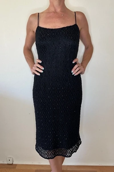 Fitted Black Beaded Holiday Cocktail Dress Selected by Picky Jane