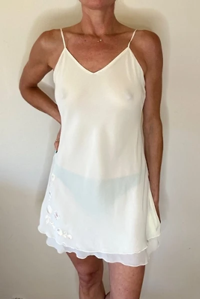 Double Layer Cream Slip Dress with Embroidery Selected by Picky Jane