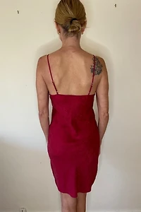 100% Silk Red Party Date Night Slip Dress Selected by Picky Jane