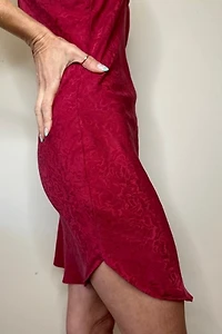 100% Silk Red Party Date Night Slip Dress Selected by Picky Jane