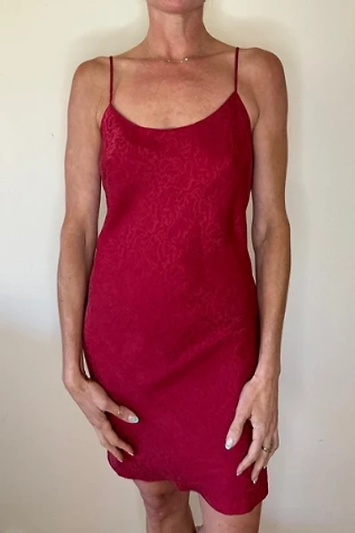 100% Silk Red Party Date Night Slip Dress Selected by Picky Jane