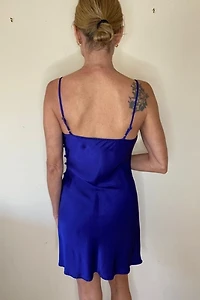 Satin Royal Purple Neck Mini Party Cocktail  Slip Dress Selected by Picky Jane