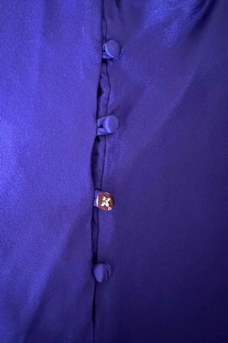 Satin Royal Purple Neck Mini Party Cocktail  Slip Dress Selected by Picky Jane