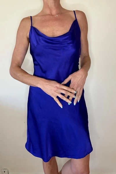 Satin Royal Purple Neck Mini Party Cocktail  Slip Dress Selected by Picky Jane