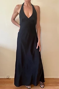 Black Preowned Satin Maxi Gown Selected by Picky Jane