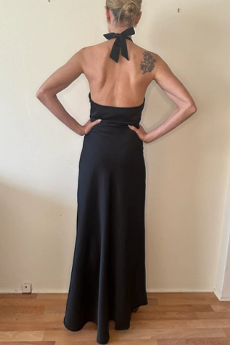 Black Preowned Satin Maxi Gown Selected by Picky Jane