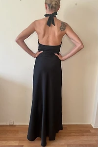 Black Preowned Satin Maxi Gown Selected by Picky Jane