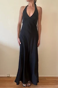 Black Preowned Satin Maxi Gown Selected by Picky Jane