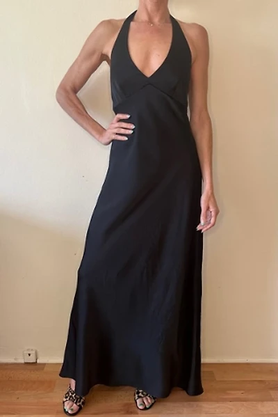 Black Preowned Satin Maxi Gown Selected by Picky Jane