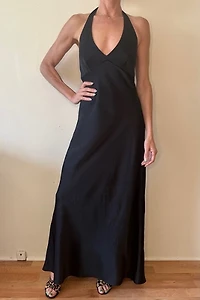 Black Preowned Satin Maxi Gown Selected by Picky Jane