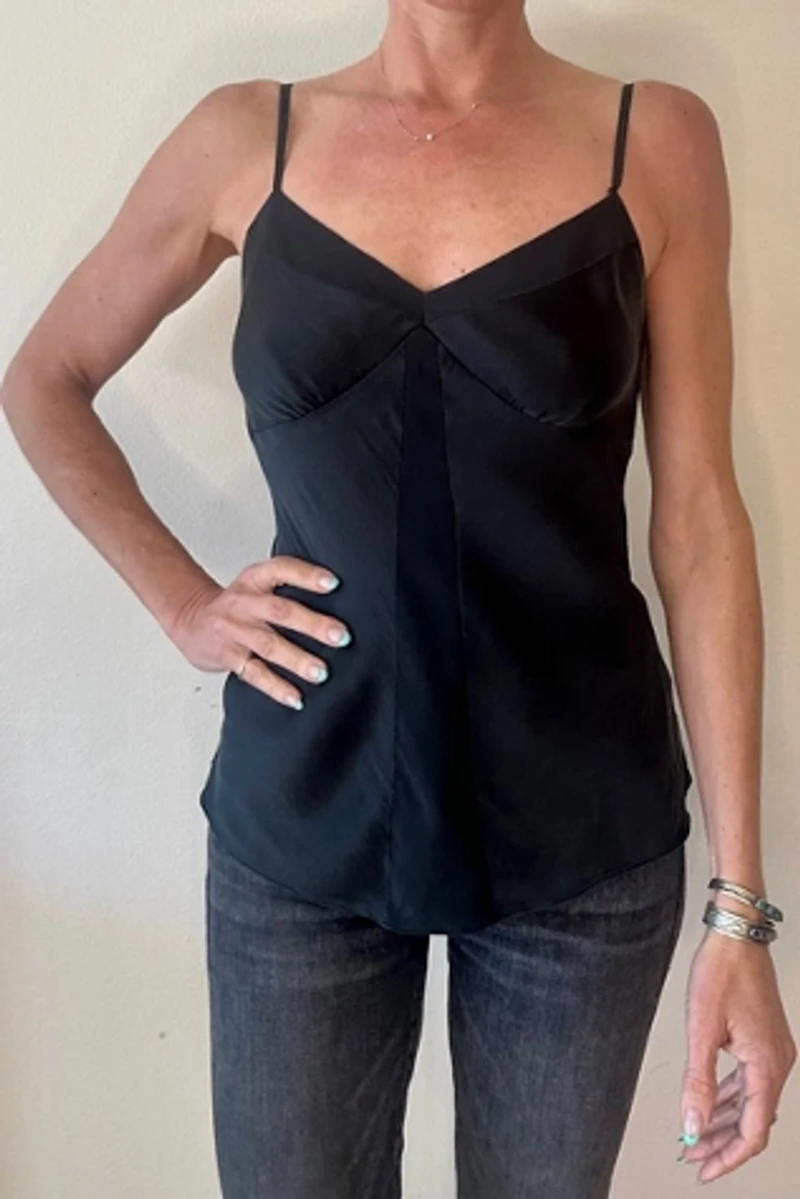 100% Silk Black Cami with Sparkly Straps Selected by Picky Jane
