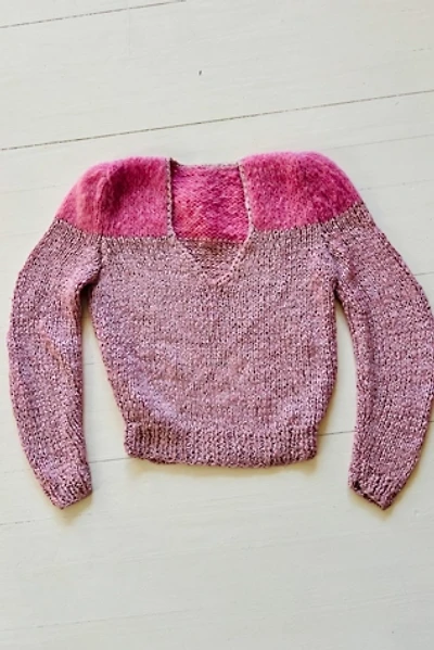 Vintage Hand Knit Pink Ribbon Sweater Selected by Atlantic Vintage