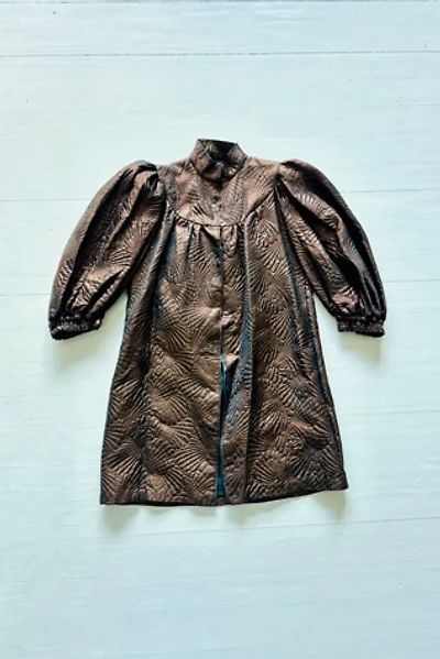 Vintage Bronze Glazed Smocked Jacket with puff Sleeve Selected by Atlantic Vintage